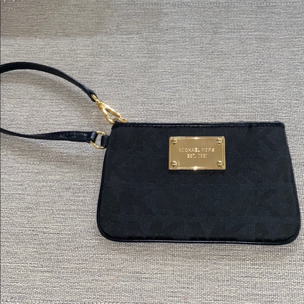Michael Kors Black Wristlet with Gold Accents